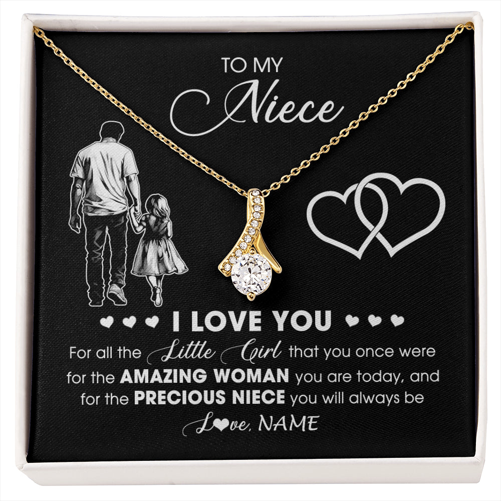 Alluring Beauty Necklace 18K Yellow Gold Finish | 1 | Personalized To My Stepdaughter Necklace From Stepfather I Love You Little Girl Stepdaughter Birthday Christmas Jewelry Customized Gift Box Message Card | siriusteestore