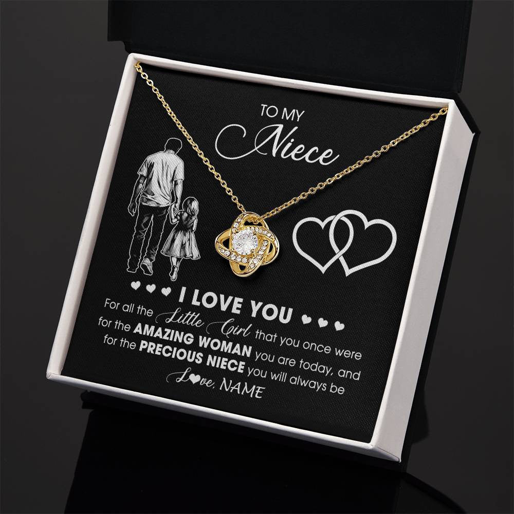 Love Knot Necklace 18K Yellow Gold Finish | 2 | Personalized To My Stepdaughter Necklace From Stepfather I Love You Little Girl Stepdaughter Birthday Christmas Jewelry Customized Gift Box Message Card | siriusteestore