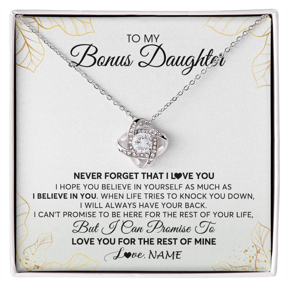 Love Knot Necklace | Personalized To My Stepdaughter Necklace From Stepmother Never Forget That I Love You Stepdaughter Birthday Christmas Customized Gift Box Message Card | siriusteestore