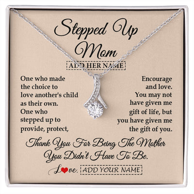 Alluring Beauty Necklace 14K White Gold Finish | 1 | Personalized To My Stepped Up Mom Necklace From Stepdaughter Stepson Thank You For Being The Mother Bonus Mom Gifts Birthday Mothers Day Gift Box Message Card | https://siriusteestore.