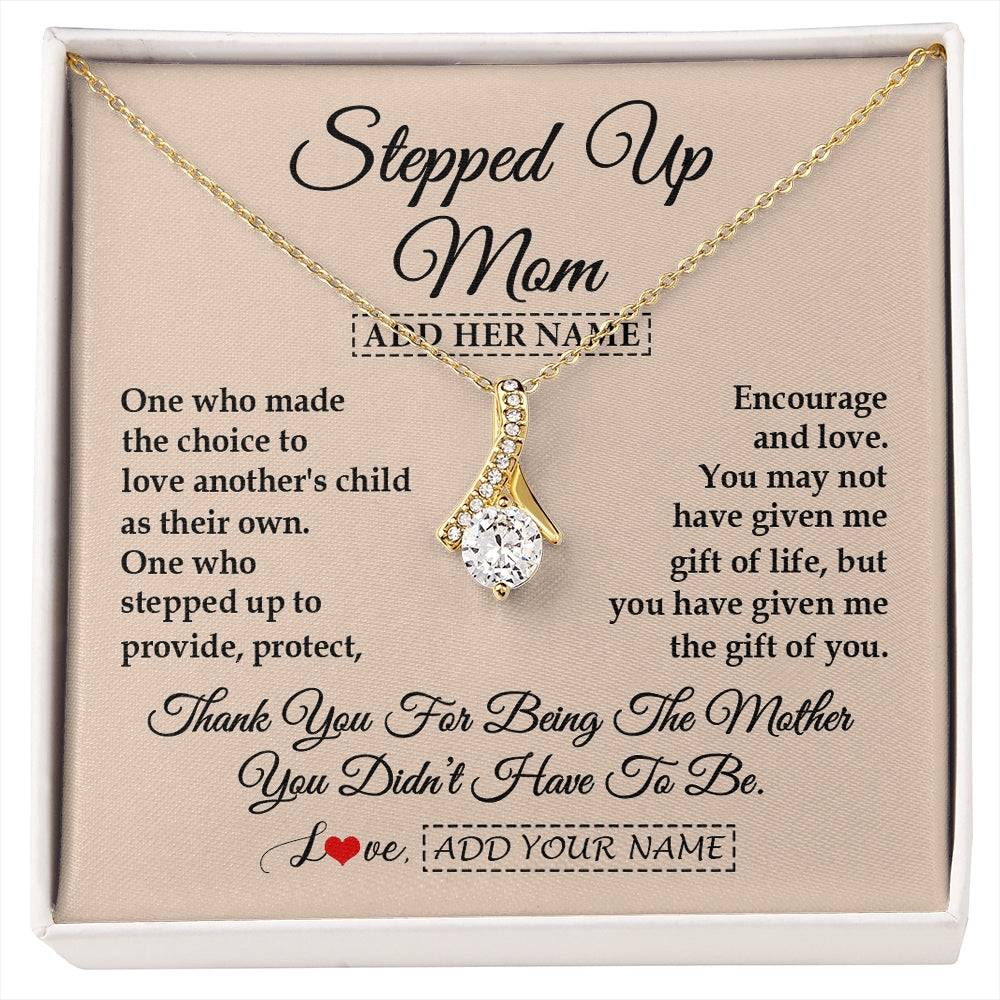 Alluring Beauty Necklace 18K Yellow Gold Finish | 1 | Personalized To My Stepped Up Mom Necklace From Stepdaughter Stepson Thank You For Being The Mother Bonus Mom Gifts Birthday Mothers Day Gift Box Message Card | https://siriusteestore.