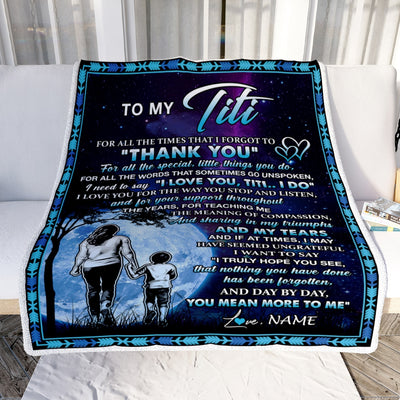 Personalized To My Titi Blanket From Nephew Thank You Day By Day Titi Birthday Mothers Day Thanksgiving Christmas Customized Bed Fleece Blanket | siriusteestore
