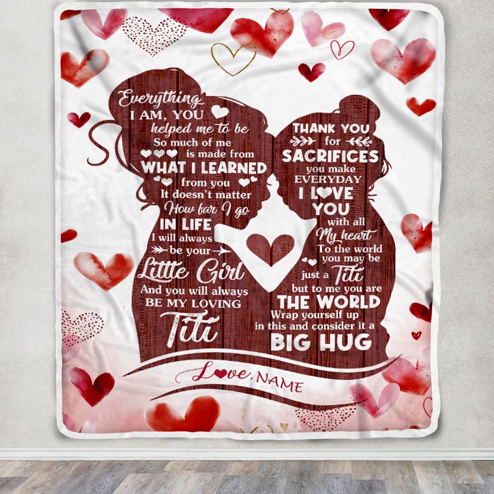 Personalized To My Titi Blanket From Niece I Love You With All My Heart Thank You Titi Birthday Mothers Day Christmas Customized Fleece Throw Blanket | siriusteestore