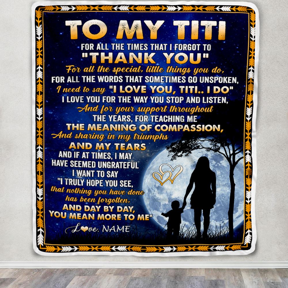 Personalized To My Titi Blanket From Niece Nephew Thank You Grateful Love Titi Birthday Mothers Day Christmas Customized Gift Fleece Throw Blanket | siriusteestore