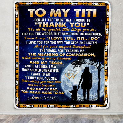 Personalized To My Titi Blanket From Niece Nephew Thank You Grateful Love Titi Birthday Mothers Day Christmas Customized Gift Fleece Throw Blanket | siriusteestore