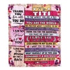 Personalized To My Titi Blanket From Niece Nephew Wood Floral Thank You I Love You Titi Birthday Mothers Day Christmas Customized Fleece Throw Blanket | siriusteestore