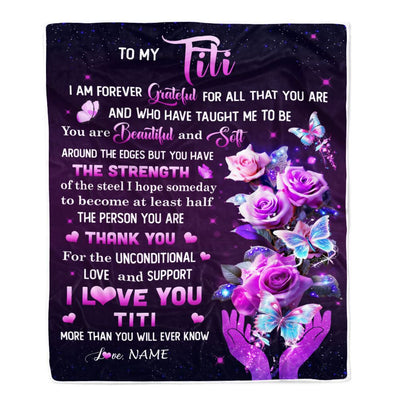 Personalized To My Titi Blanket From Niece Thank You For Love Butterfly Titi Birthday Mothers Day Thanksgiving Christmas Customized Gift Fleece Throw Blanket | siriusteestore