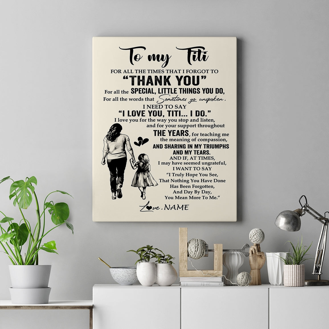 Personalized To My Titi Canvas From Niece For All The Times That I Forgot To Thank You Titi Birthday Mothers Day Christmas Custom Wall Art Print Framed Canvas | siriusteestore