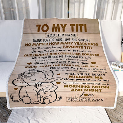 Personalized To My Titi Gifts Blanket From Niece Nephew Elephant My Favorite Titi Birthday Gifts Mothers Day Christmas Custom Name Fleece Throw Blanket | siriusteestore