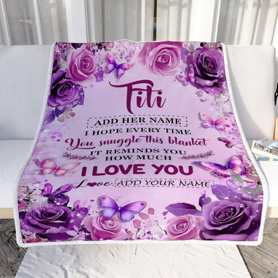Personalized To My Titi Gifts Blanket From Niece Nephew Purple Floral Birthday Gifts For Titi Mothers Day Thanksgiving Christmas Custom Fleece Throw Blanket | siriusteestore