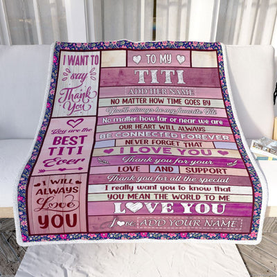 Personalized To My Titi Gifts Blanket From Niece Nephew Wood My Favorite Titi Birthday Gifts Mothers Day Christmas Customized Fleece Throw Blanket | siriusteestore