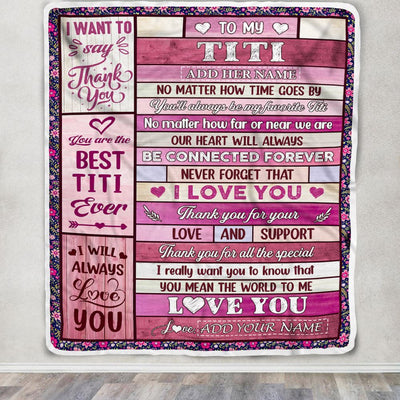 Personalized To My Titi Gifts Blanket From Niece Nephew Wood My Favorite Titi Birthday Gifts Mothers Day Christmas Customized Fleece Throw Blanket | siriusteestore