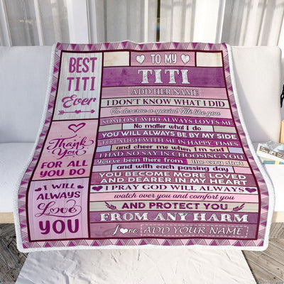 Personalized To My Titi Gifts Blanket From Niece Nephew Wood Thank You For All Gifts For Titi Mothers Day Birthday Christmas Customized Fleece Throw Blanket | siriusteestore