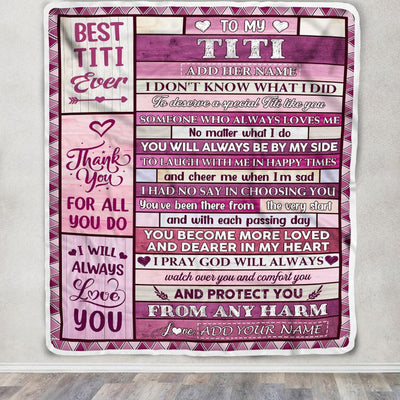 Personalized To My Titi Gifts Blanket From Niece Nephew Wood Thank You For All Gifts For Titi Mothers Day Birthday Christmas Customized Fleece Throw Blanket | siriusteestore