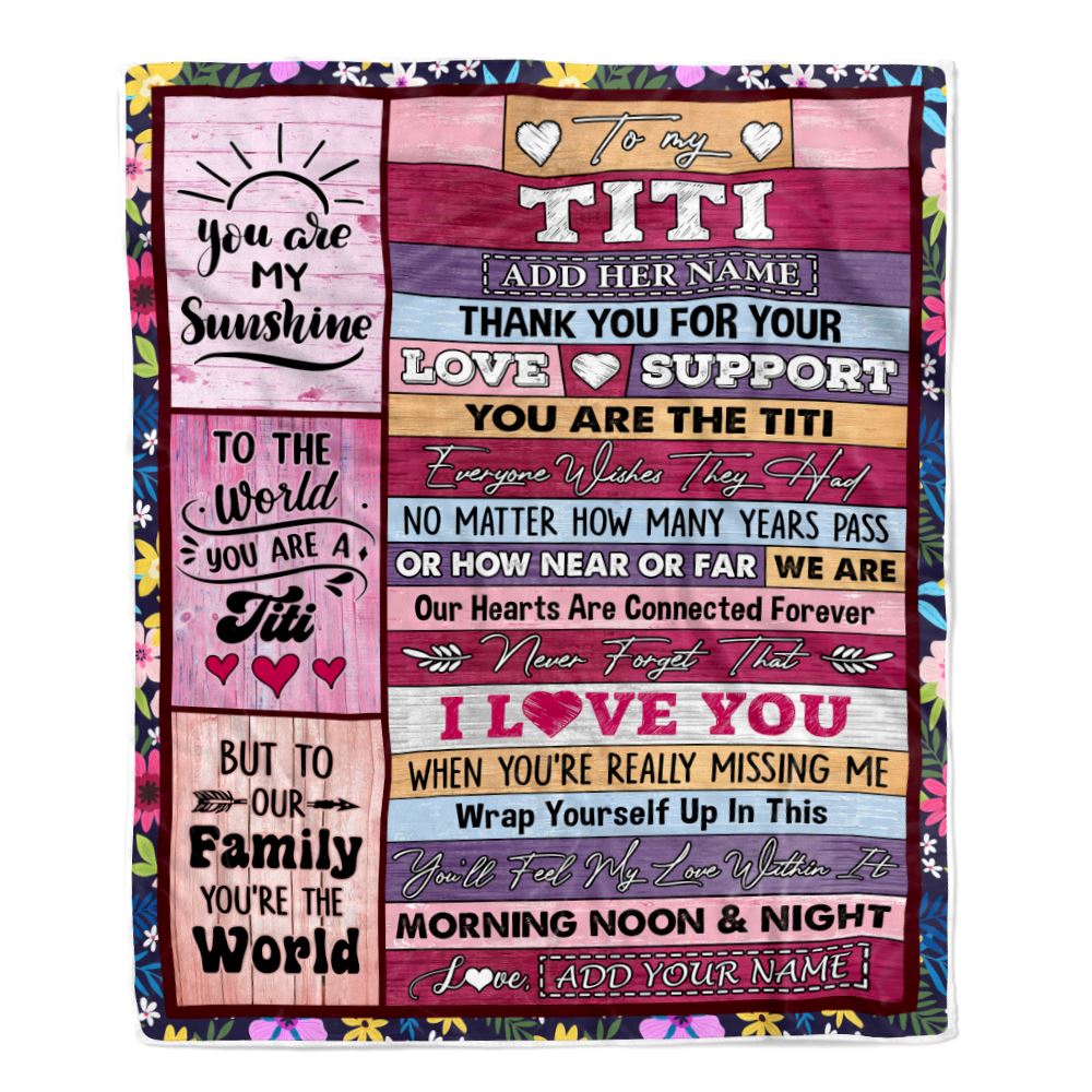 Personalized To My Titi Gifts Blanket From Niece Nephew Wood You Are The Titi Birthday Gifts Mothers Day Christmas Customized Fleece Throw Blanket | siriusteestore