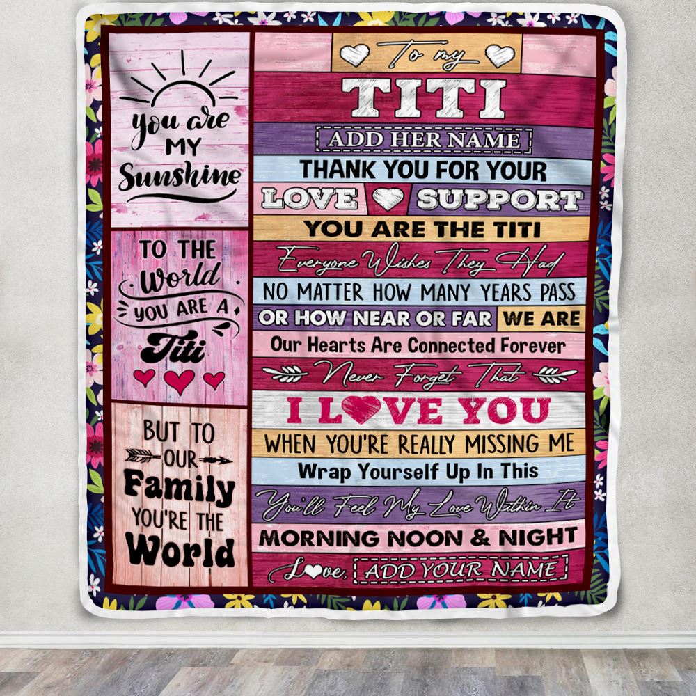 Personalized To My Titi Gifts Blanket From Niece Nephew Wood You Are The Titi Birthday Gifts Mothers Day Christmas Customized Fleece Throw Blanket | siriusteestore