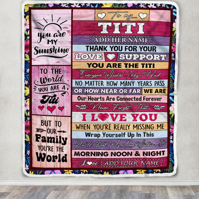 Personalized To My Titi Gifts Blanket From Niece Nephew Wood You Are The Titi Birthday Gifts Mothers Day Christmas Customized Fleece Throw Blanket | siriusteestore
