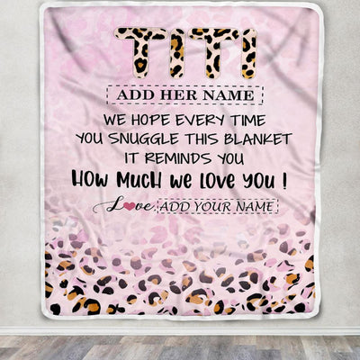Personalized To My Titi Gifts From Niece Nephew Blanket Pink Leopard Happy Birthday Gifts For Titi Mothers Day Christmas Customized Fleece Throw Blanket | siriusteestore