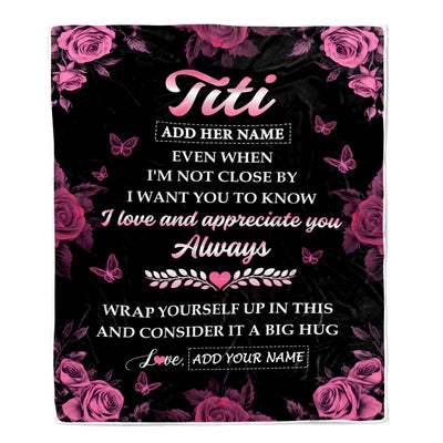 Personalized To My Titi Gifts From Niece Nephew Blanket Rose Floral It A Big Hug Birthday Gift Idea For Titi Gifts Christmas Customized Fleece Throw Blanket | siriusteestore