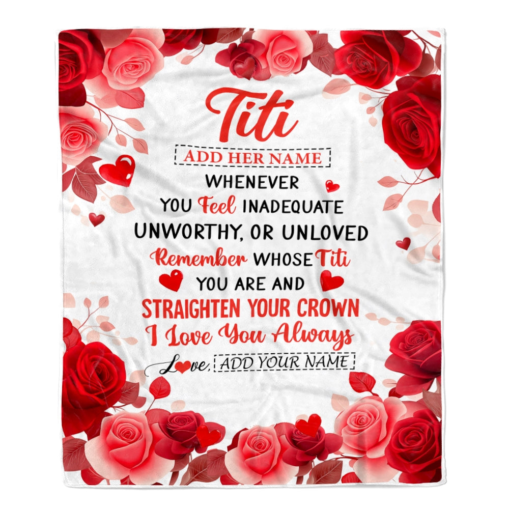 Personalized To My Titi Gifts From Niece Nephew Blanket Rose Flower Anniversary Birthday Gifts Titi Mothers Day Thanksgiving Christmas Custom Fleece Blanket | siriusteestore