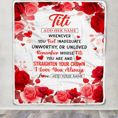 Personalized To My Titi Gifts From Niece Nephew Blanket Rose Flower Anniversary Birthday Gifts Titi Mothers Day Thanksgiving Christmas Custom Fleece Blanket | siriusteestore