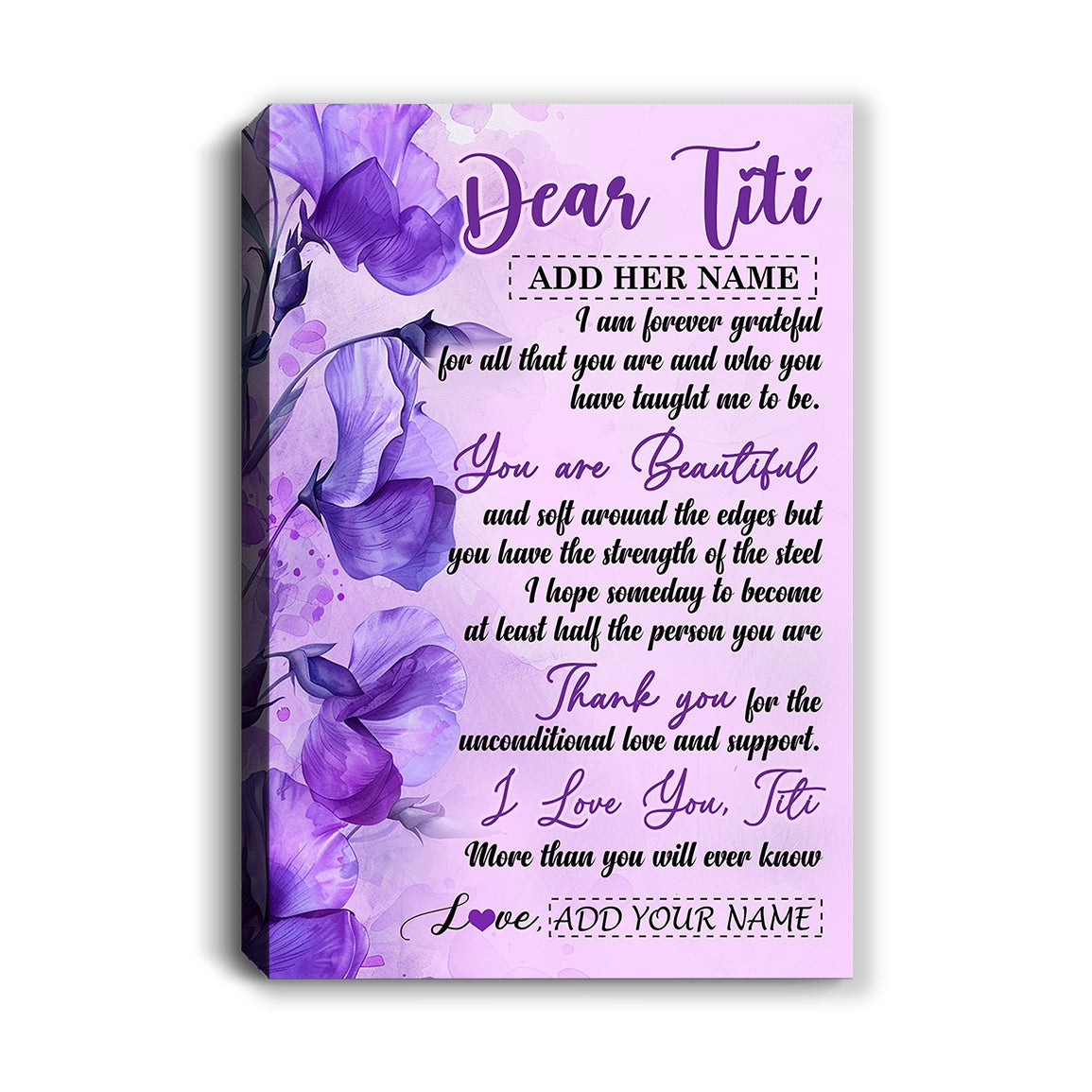 Personalized To My Titi Gifts From Niece Nephew Canvas Flower You Are Beautiful Gifts For Titi Mothers Day Birthday Christmas Custom Custom Art Print Framed Canvas | siriusteestore
