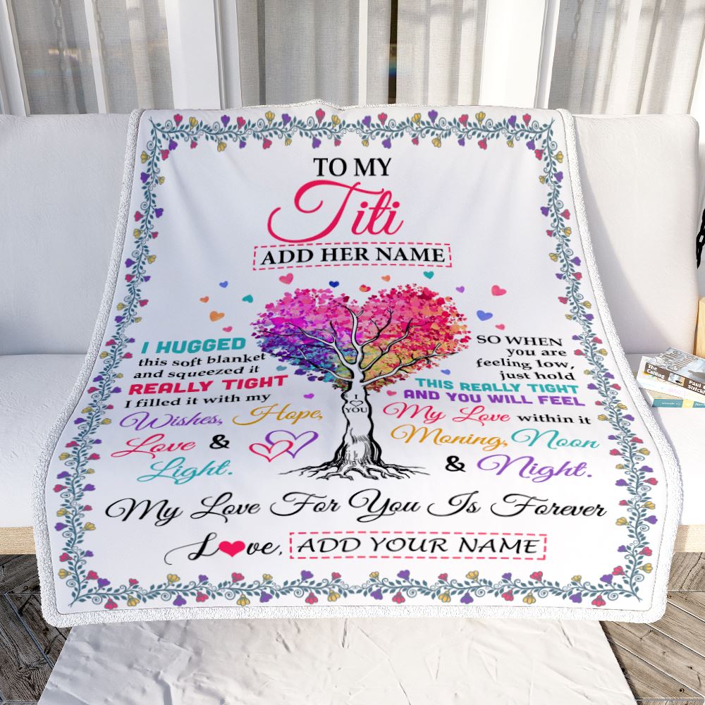 Personalized To My Titi Gifts From Niece Nephew Hugged Blanket Birthday Gifts For Titi Mothers Day Thanksgiving Christmas Customized Fleece Throw Blanket | siriusteestore