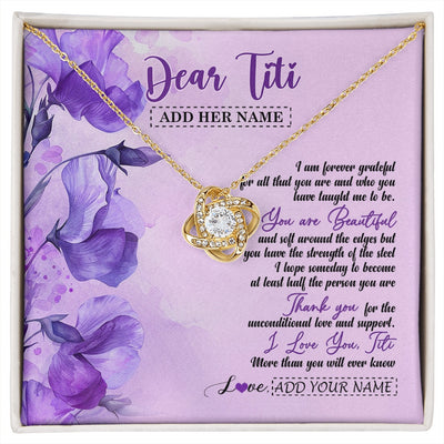Love Knot Necklace 18K Yellow Gold Finish | 1 | Personalized To My Titi Gifts From Niece Nephew Necklace Flower You Are Beautiful Gifts For Titi Mothers Day Birthday Christmas Custom Gift Box Message Card | siriusteestore.myshopify