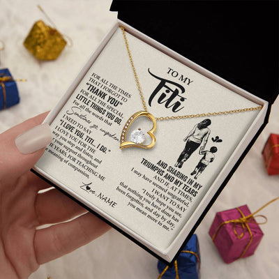Forever Love Necklace 18K Yellow Gold Finish | 2 | Personalized To My Titi Necklace From Nephew For All The Times That I Forgot To Thank You Titi Birthday Mothers Day Christmas Customized Gift Box Message Card | siriusteestore