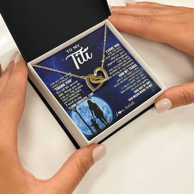Interlocking Hearts Necklace 18K Yellow Gold Finish | 2 | Personalized To My Titi Necklace From Nephew Niece Thank You Grateful Love Titi Birthday Gifts Mothers Day Jewelry Christmas Customized Gift Box Message Card | siriusteestore