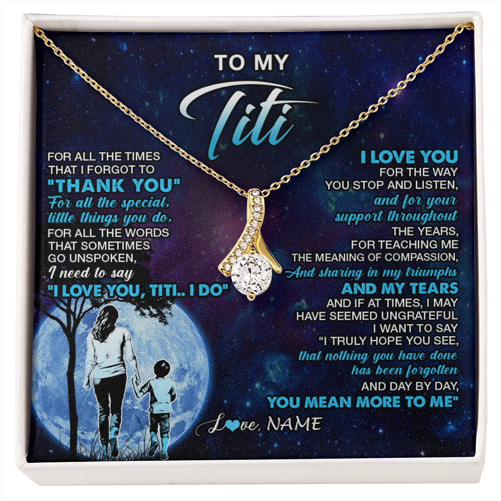 Alluring Beauty Necklace 18K Yellow Gold Finish | 1 | Personalized To My Titi Necklace From Nephew Thank You Day By Day Titi Birthday Gifts Mothers Day Christmas Customized Gift Box Message Card | siriusteestore