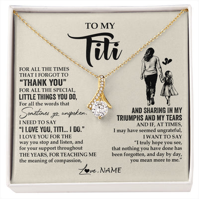 Alluring Beauty Necklace 18K Yellow Gold Finish | 1 | Personalized To My Titi Necklace From Niece For All The Times That I Forgot To Thank You Titi Birthday Mothers Day Christmas Customized Gift Box Message Card | siriusteestore
