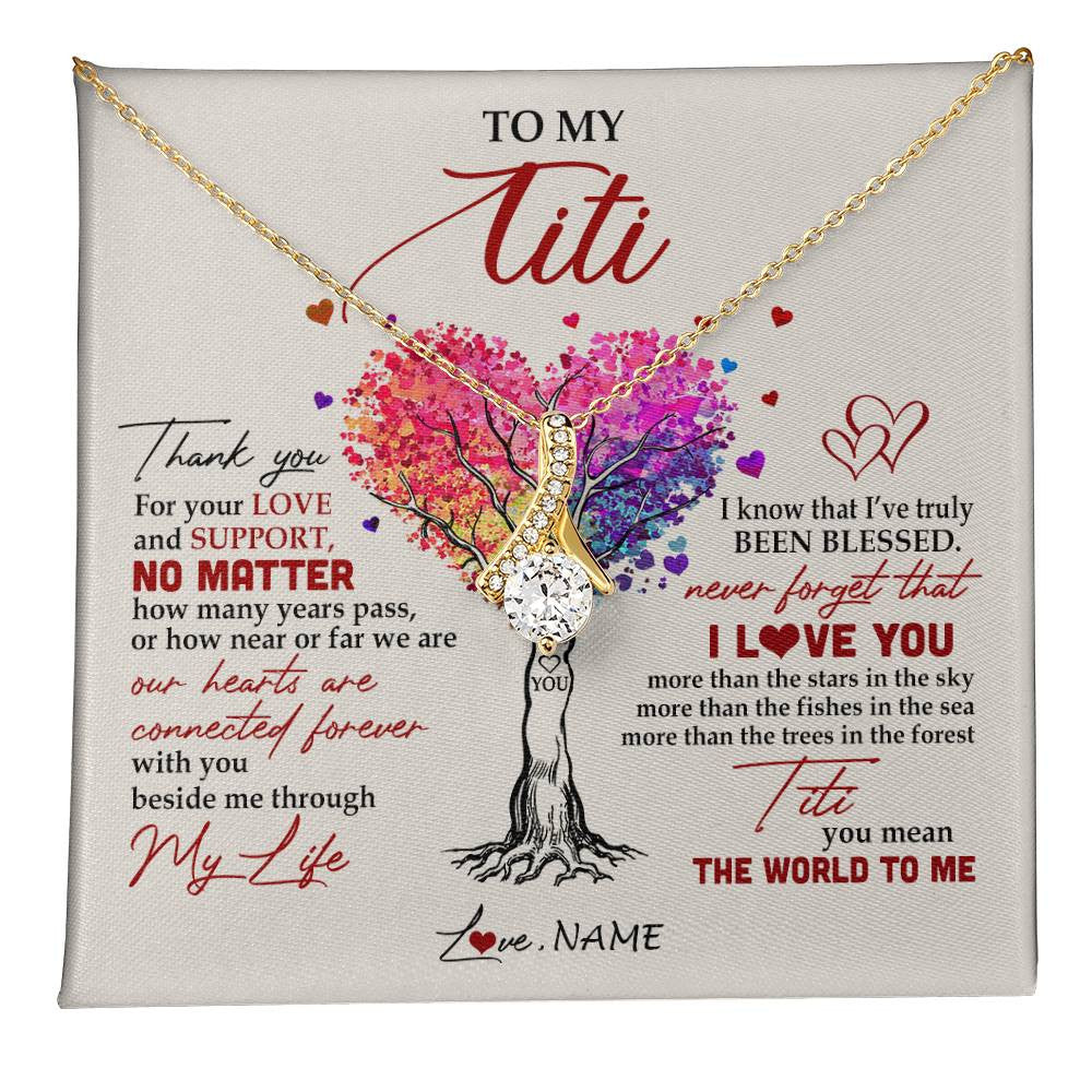 Alluring Beauty Necklace 18K Yellow Gold Finish | 1 | Personalized To My Titi Necklace From Niece Nephew Never Forget That I Love You You Mean The World Titi Birthday Mothers Day Christmas Customized Gift Box Message Card | siriusteestore
