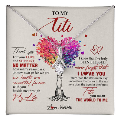 Alluring Beauty Necklace 14K White Gold Finish | 1 | Personalized To My Titi Necklace From Niece Nephew Never Forget That I Love You You Mean The World Titi Birthday Mothers Day Christmas Customized Gift Box Message Card | siriusteestore