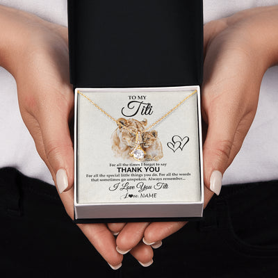 Alluring Beauty Necklace 18K Yellow Gold Finish | 2 | Personalized To My Titi Necklace From Niece Nephew Thank You Lion Titi Gift For Mothers Day Birthday Gift Christmas For Titi Customized Gift Box Message Card | siriusteestore