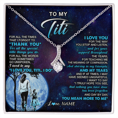 Alluring Beauty Necklace 14K White Gold Finish | 1 | Personalized To My Titi Necklace From Niece Thank You Day By Day Titi Birthday Gifts Mothers Day Christmas Customized Gift Box Message Card | siriusteestore