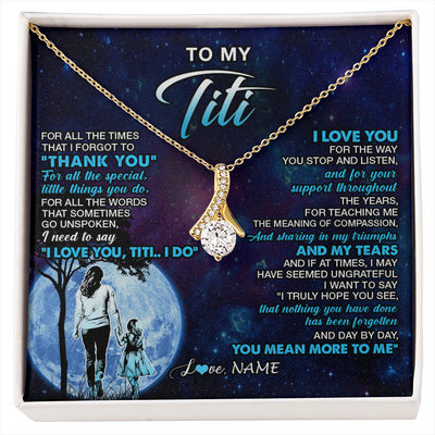 Alluring Beauty Necklace 18K Yellow Gold Finish | 1 | Personalized To My Titi Necklace From Niece Thank You Day By Day Titi Birthday Gifts Mothers Day Christmas Customized Gift Box Message Card | siriusteestore