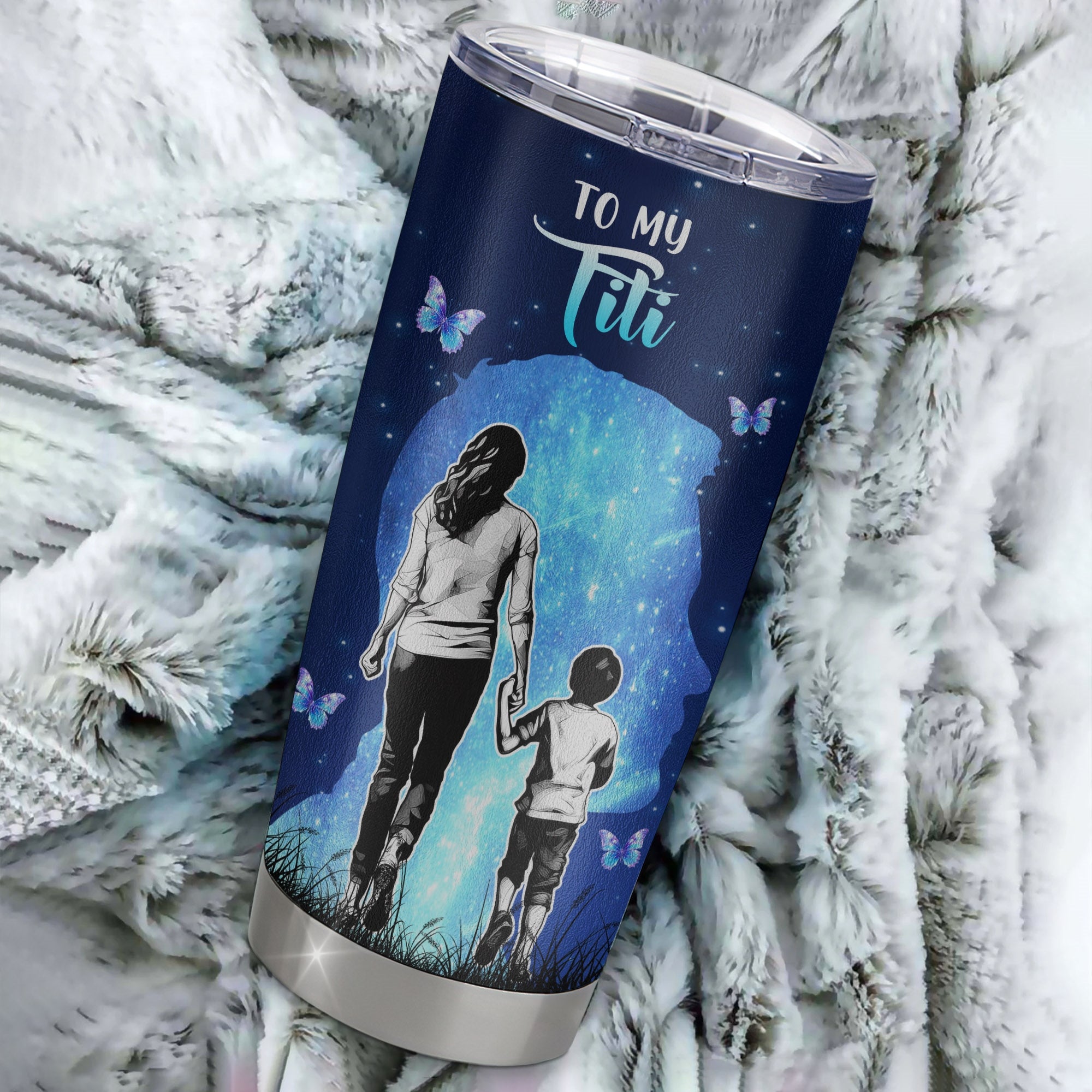 Personalized To My Titi Tumbler From Nephew Stainless Steel Cup Butterfly Forever And Always Titi Gift Birthday Mothers Day Thanksgiving Christmas Travel Mug | siriusteestore