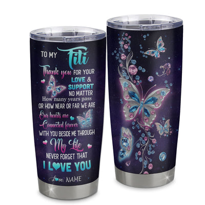 Personalized To My Titi Tumbler From Niece Nephew Stainless Steel Butterfly Thank You For Your Love Titi Gift Birthday Mothers Day Christmas Custom Travel Mug | siriusteestore