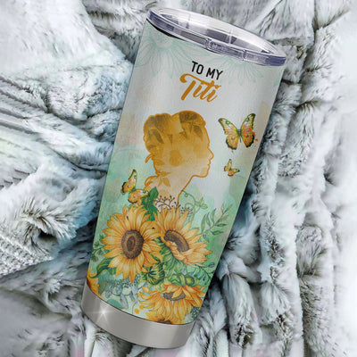 Personalized To My Titi Tumbler From Niece Nephew Stainless Steel Cup Sunflower Forever Grateful Titi Gift Birthday Mothers Day Christmas Travel Mug | siriusteestore