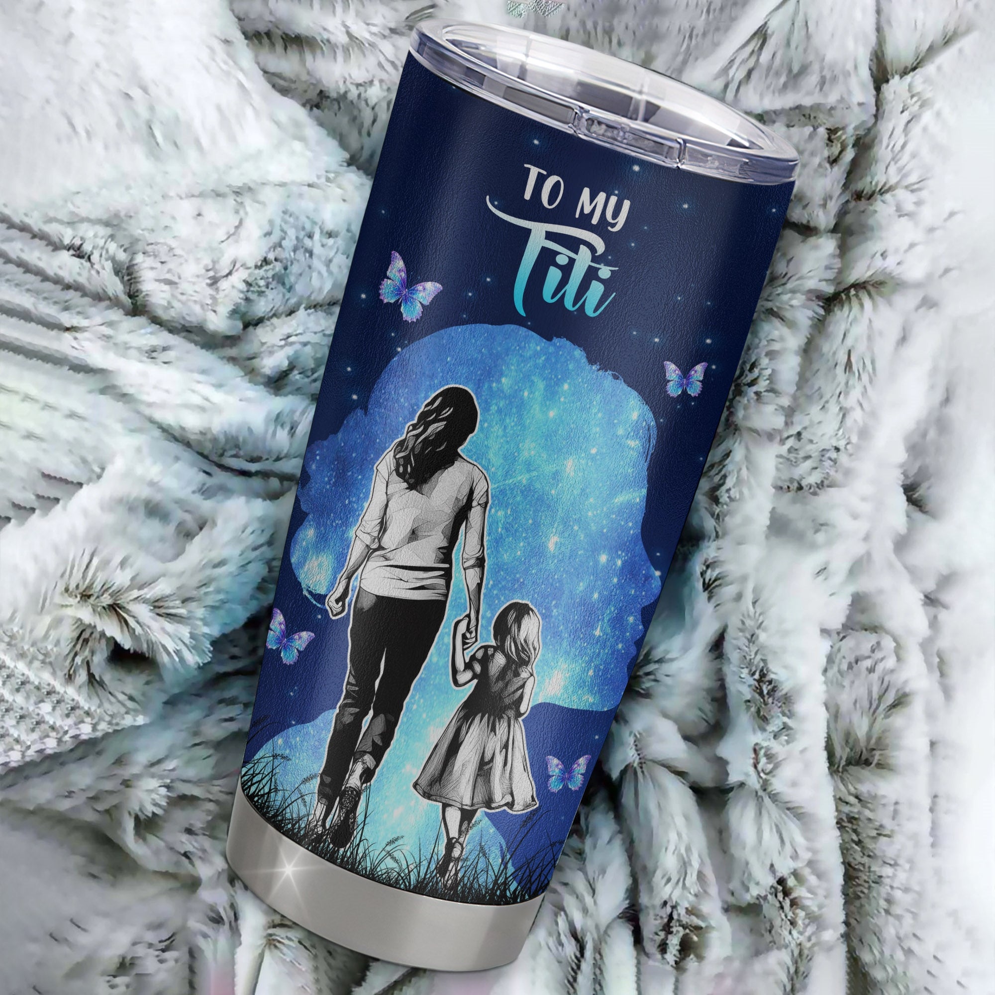 Personalized To My Titi Tumbler From Niece Stainless Steel Cup Butterfly Forever And Always Titi Gift Birthday Mothers Day Thanksgiving Christmas Travel Mug | siriusteestore