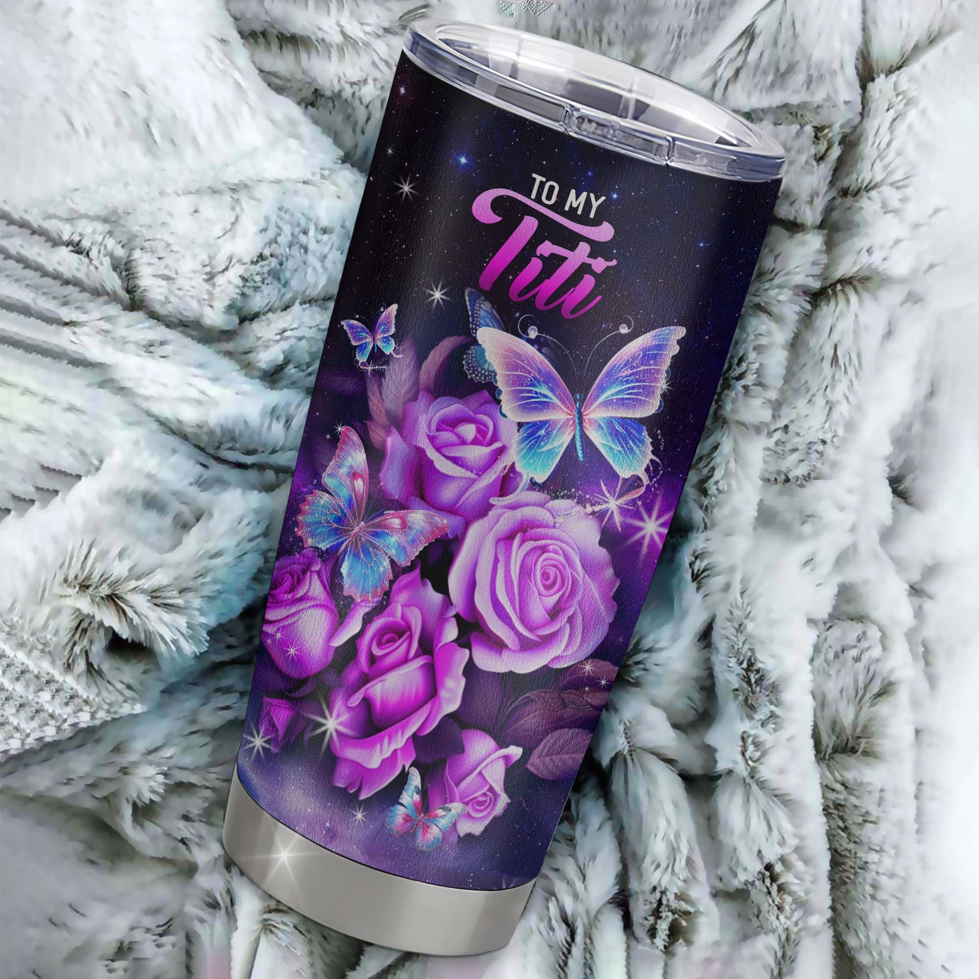 Personalized To My Titi Tumbler From Niece Stainless Steel Cup Grateful Thank You Butterfly Titi Gift Birthday Mothers Day Thanksgiving Christmas Travel Mug | siriusteestore
