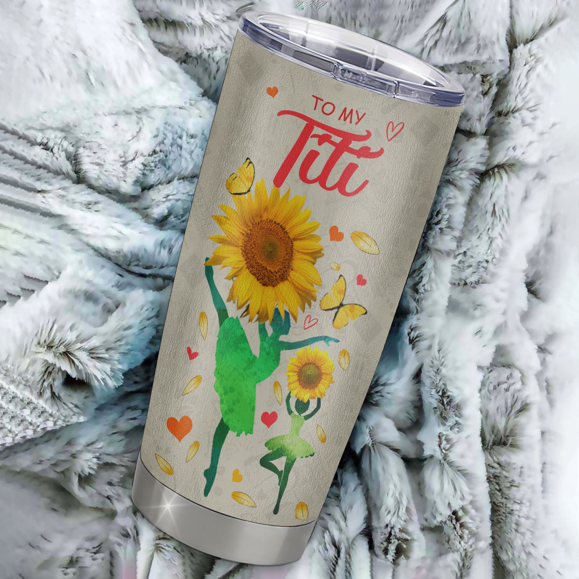 Personalized To My Titi Tumbler From Niece Stainless Steel Cup Thank You Dancing Sunflower Titi Birthday Mothers Day Thanksgiving Christmas Travel Mug | siriusteestore