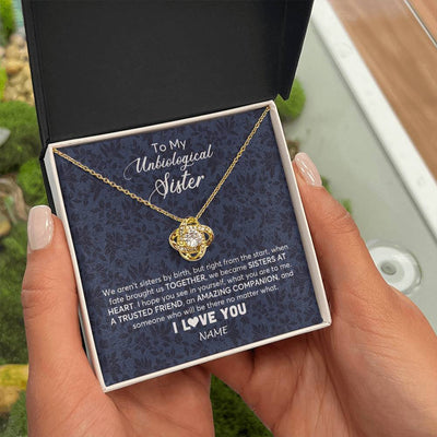 Love Knot Necklace 18K Yellow Gold Finish | 2 | Personalized To My Unbiological Sister Necklace For Soul Sister Best Friend Bff Birthday Graduation Christmas Pendant Jewelry Customized Gift Box Message Card | siriusteestore
