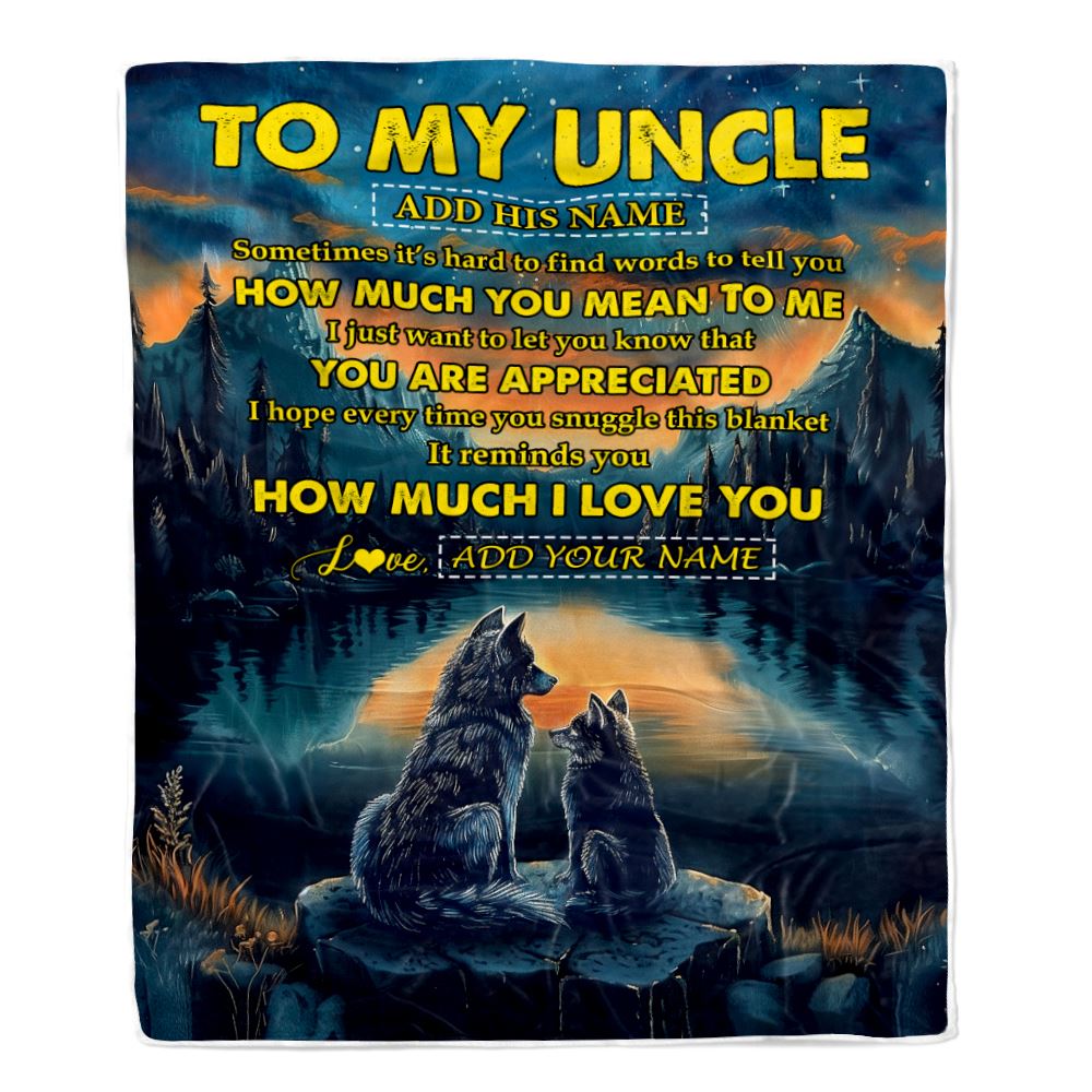 Personalized To My Uncle Blanket Fathers Day Uncle Gifts From Niece Nephew How Much I Love You Wolf Uncle Birthday Gifts Christmas Custom Fleece Blanket | siriusteestore