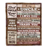 Personalized To My Uncle Blanket Fathers Day Uncle Gifts From Niece Nephew Wood Always Remember I Love You Uncle Birthday Gifts Christmas Custom Fleece Blanket | siriusteestore