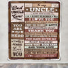 Personalized To My Uncle Blanket Fathers Day Uncle Gifts From Niece Nephew Wood Always Remember I Love You Uncle Birthday Gifts Christmas Custom Fleece Blanket | siriusteestore