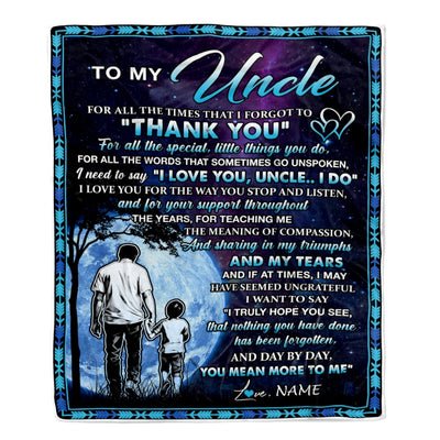 Personalized To My Uncle Blanket From Nephew Thank You Day By Day Uncle Birthday Fathers Day Thanksgiving Christmas Customized Bed Fleece Blanket | siriusteestore
