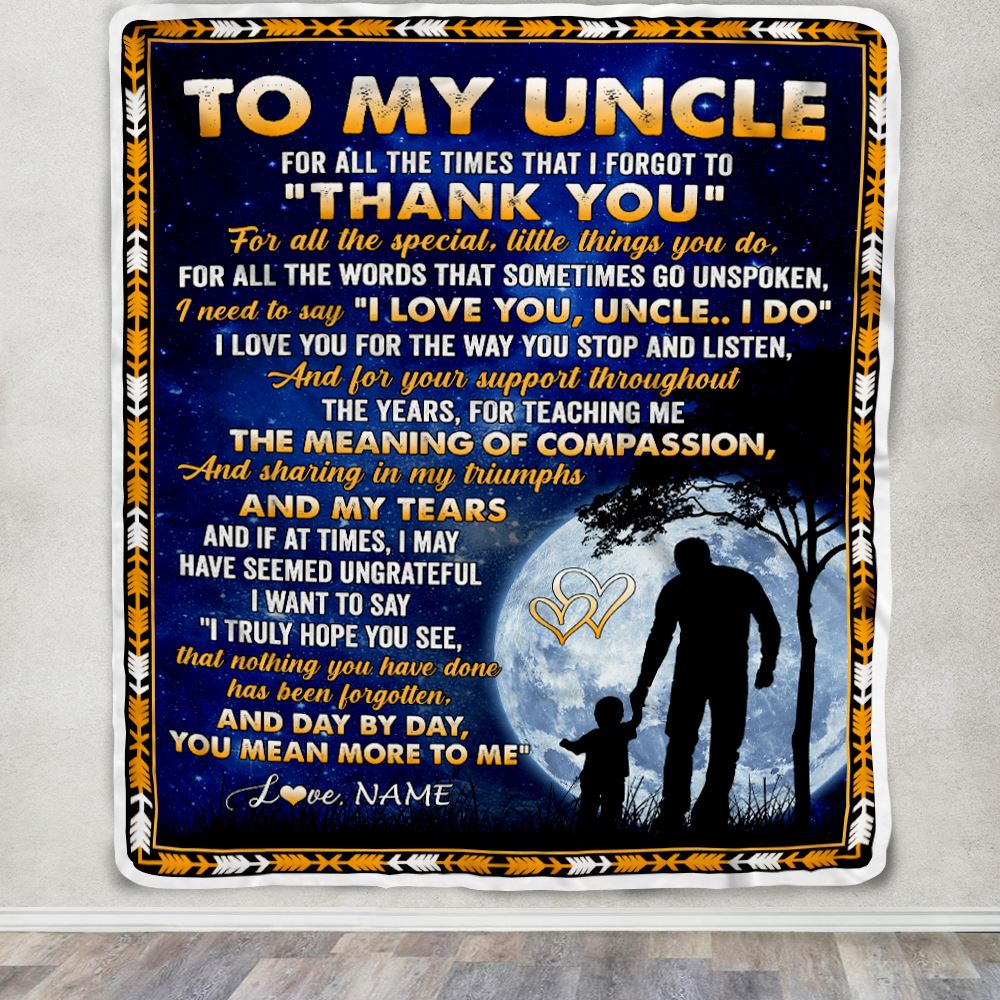 Personalized To My Uncle Blanket From Niece Nephew Thank You Grateful Love Uncle Birthday Mothers Day Christmas Customized Gift Fleece Throw Blanket | siriusteestore
