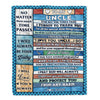 Personalized To My Uncle Blanket From Niece Nephew Wood I Love You Thank You Uncle Birthday Fathers Day Thanksgiving Christmas Customized Gift Fleece Blanket | siriusteestore